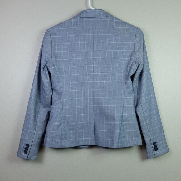 Banana Republic Factory Blue Plaid Windowpane Blazer Size 0P - Picture 9 of 9